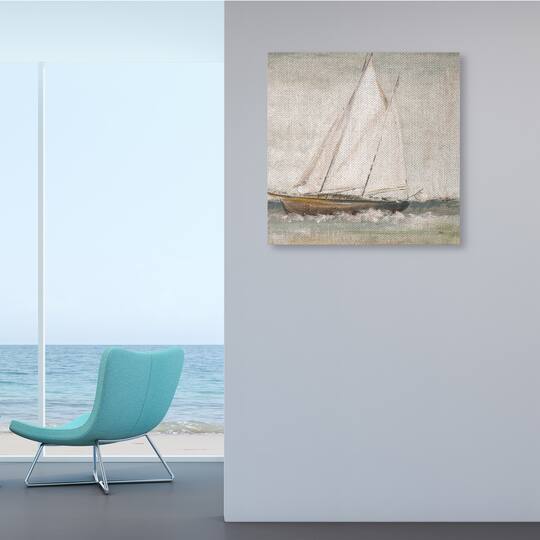 Stupell Industries Traditional Sailboat at Sea Contemporary Soft Waves Canvas Wall Art